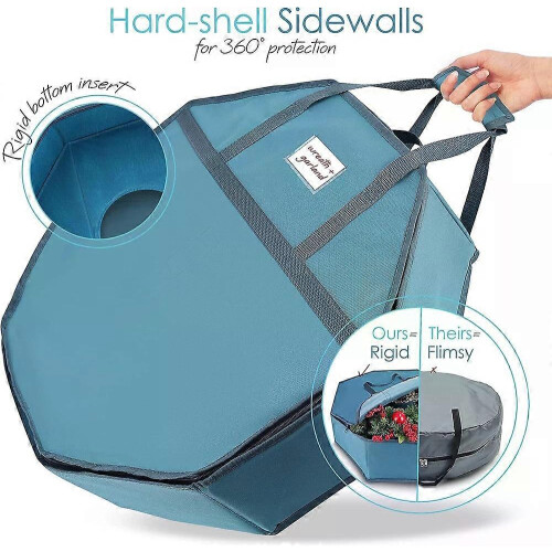 Wreath Storage Container Hard Shell Blue 30 Inch for Christmas Decorations 1
