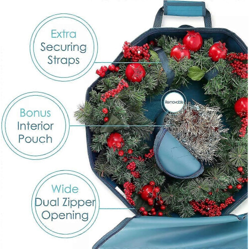 Wreath Storage Container Hard Shell Blue 30 Inch for Christmas Decorations 2