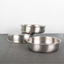 Stainless Steel Serving Plate Round 18x16x4.5cm Simple Design Anti-Skid Bottom