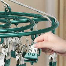 Stendibiancheria in acciaio inox con 24 clip, robusto, girevole e antivento, per bucato interno ed esterno.