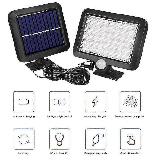 Waterproof Solar Lamp with 56 LED, Motion Detector, IP65, Separate Solar Panel and Cable 2