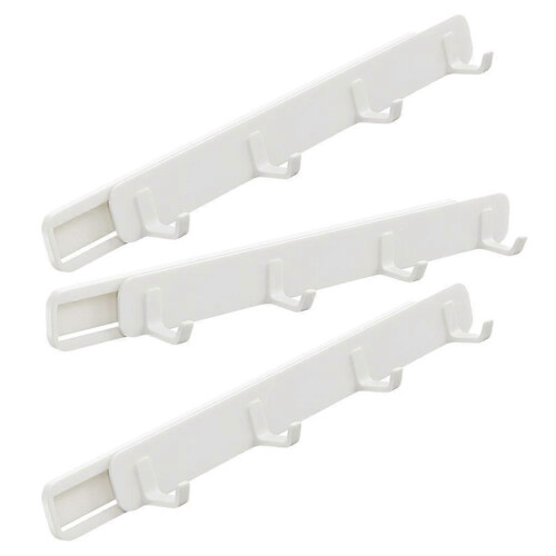 Sliding Coat Hook Rack, 3Pcs Retractable Pull Out Hooks with Adhesive for Closet Kitchen Bathroom 2