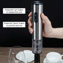 Electric Bottle Opener Set with Base, Aluminum Foil Cutter, Wine Stopper, Decanter and Pourer