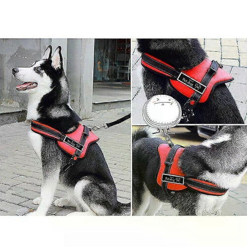Dog Adjustable Control Soft Vest Harness, Red, Nylon, Chest Strap 70-90cm 1