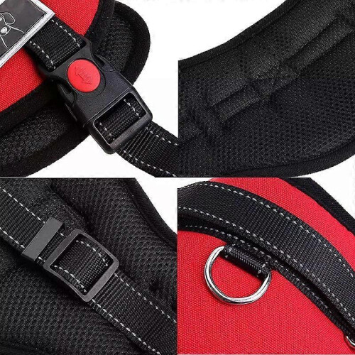 Dog Adjustable Control Soft Vest Harness, Red, Nylon, Chest Strap 70-90cm 2