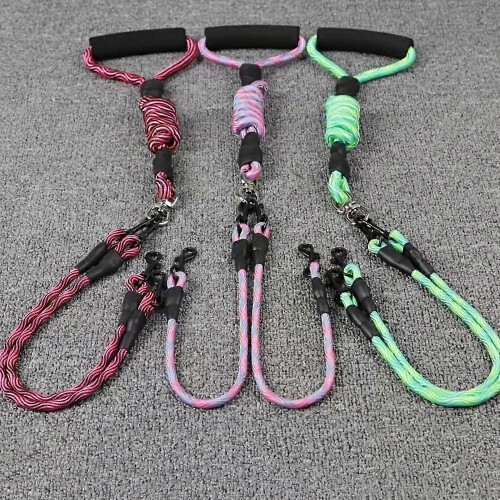 Dual Head Dog Walking Rope for Two Dogs, Wavy Pattern Nylon Double Leash 1