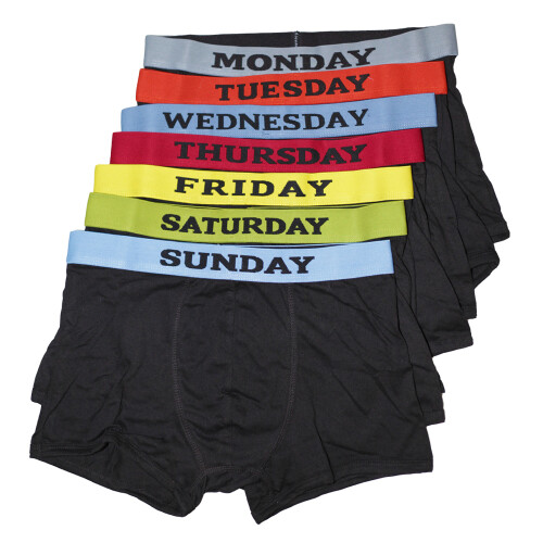 (M Waist 33-35inch (84-89cm), Black) Mens Days Of The Week Boxer Shorts / Underwear (Pack Of 7)
