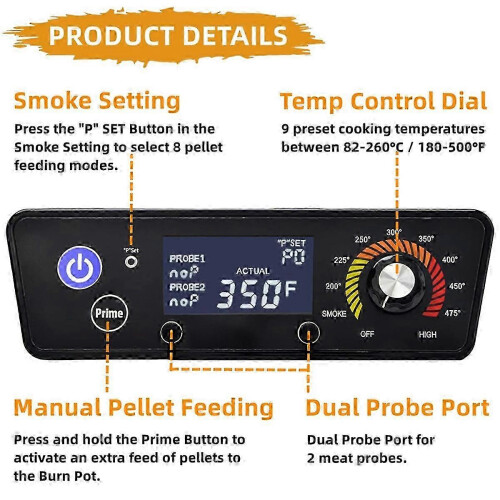 Digital Control Board Compatible with Pellet Grill Smokers 230V LCD Display RTD Sensor 1