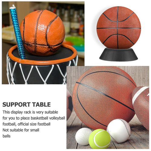 Supporto per pallone da basket da interno, base in plastica nera, dimensioni 12,7x12,7x4 cm. 1