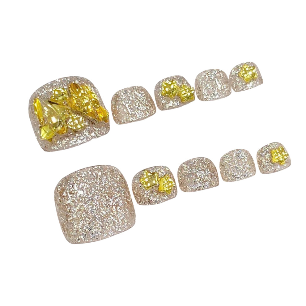 Roc-Electron (S) 10Pcs Glitter Press-On Toenails, Easy Application