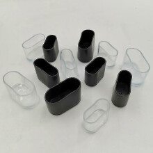 Stoelpootbeschermers, 16 stuks, 40 x 20 mm, zwart, antislip kunststof, bescherming voor vloer en meubels