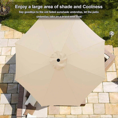 Parasol Replacement Cover 3.5m Beige Waterproof Compatible with 6/8 Rib Umbrella Frames 2