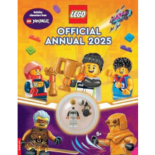 LEGO Books Official Annual 2025 with racing driver minifigure and trop