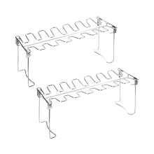 2St Rvs Barbecue Rack Voor Kippenpoten - Draagbaar En Vouwbaar