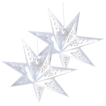 2St Decoratieve Papieren Lampenkap Met Zilveren Sterpatroon