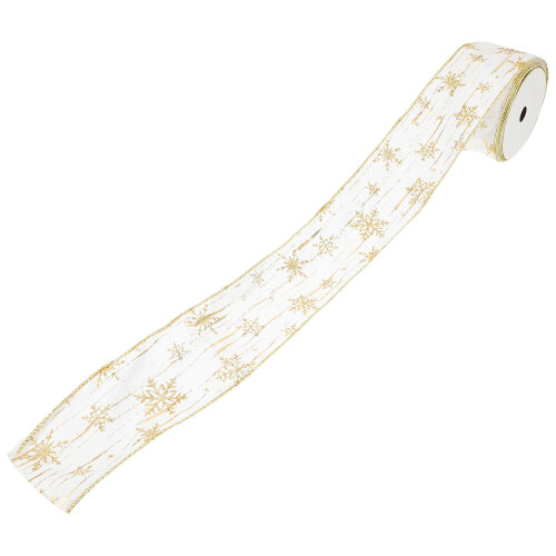 1Rol Polyester Cadeaulint Met Kerst- En Sneeuwelementen