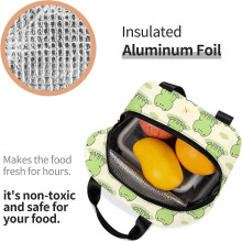 Insulated Lunch Bag with Front Pocket, Waterproof Frog Dragonfly Bento Box Tote for Office Picnic