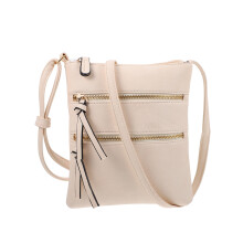 1St Dames PU Cross Body Bag Beige Handige Schoudertas
