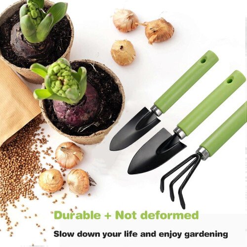 3-Piece Gardening Tool Set with Plastic Handles for Digging Weeding Soil 1
