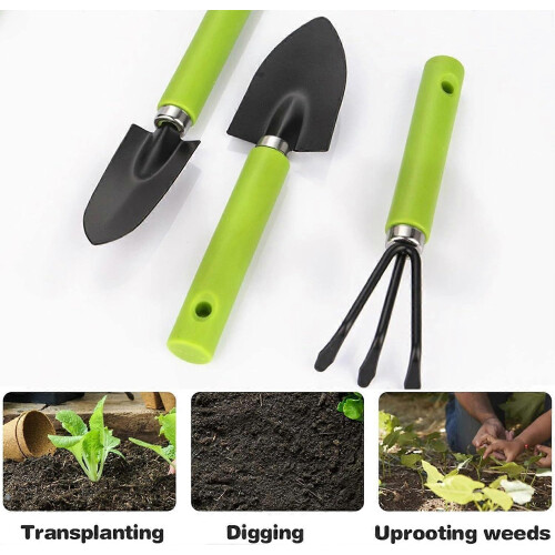 3-Piece Gardening Tool Set with Plastic Handles for Digging Weeding Soil 2