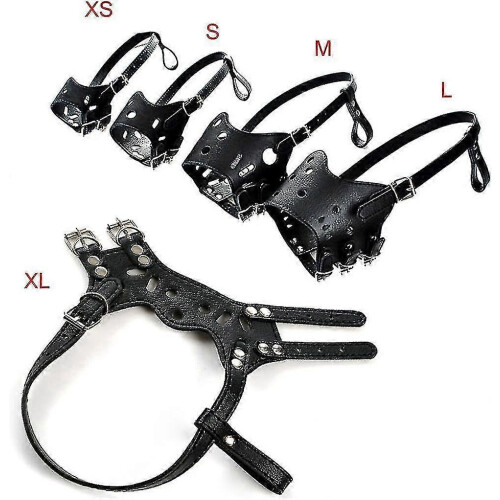 Adjustable Leather Dog Muzzle with Breathable Air Holes for Small Medium Large Dogs 1