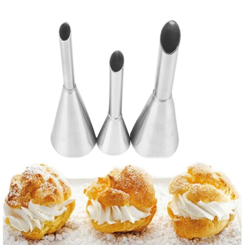 Set di 3 beccucci per pasticceria in acciaio inox per bignè e cupcake. 1