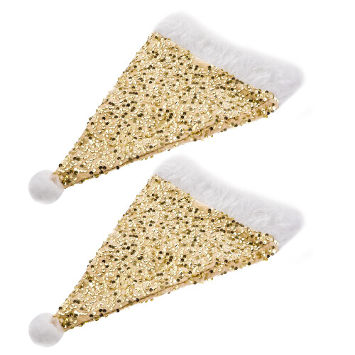 2St Delicate Kerstmutsen Met Pailletten Voor Feestaccessoires