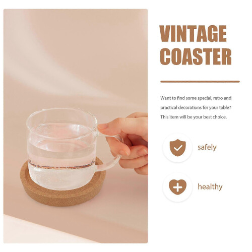 Wooden Coasters for Table Protection, 5Pcs Set, Light Brown, 10.3x10.3cm 2