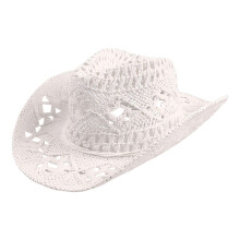 Straw Cowboy Hats for Women Western Cowgirl Hat for Holiday Party Foldable Vacation Beach Sun Hat with Wide Brim A