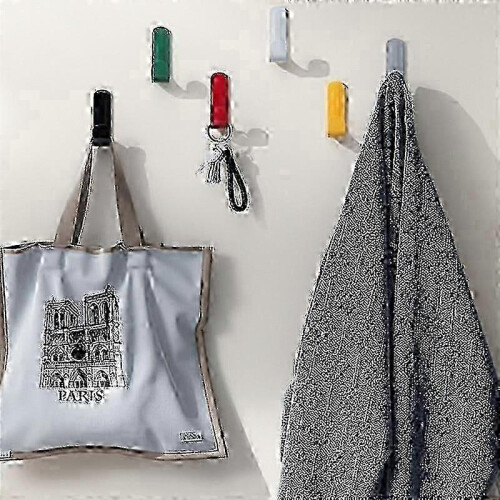 Self Adhesive Wall Hooks Compatible with Towel Rack, 6 Pack, ABS, Space Saving, Adjustable, Multi Col 2