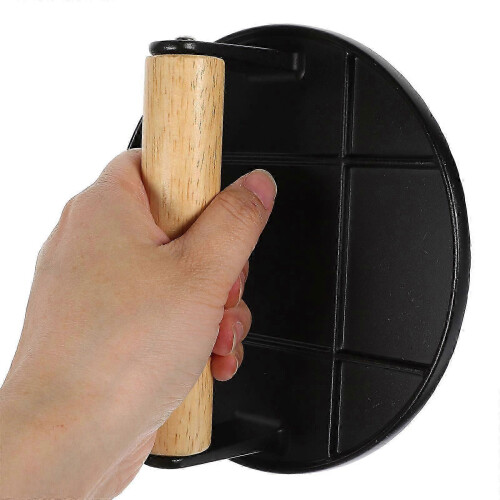 Pressa per hamburger, pressa per hamburger con manico in legno per grigliare 2