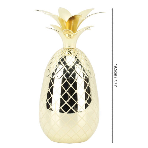 Ananasbecher mit Deckel, 500 ml, Edelstahl, Gold 1