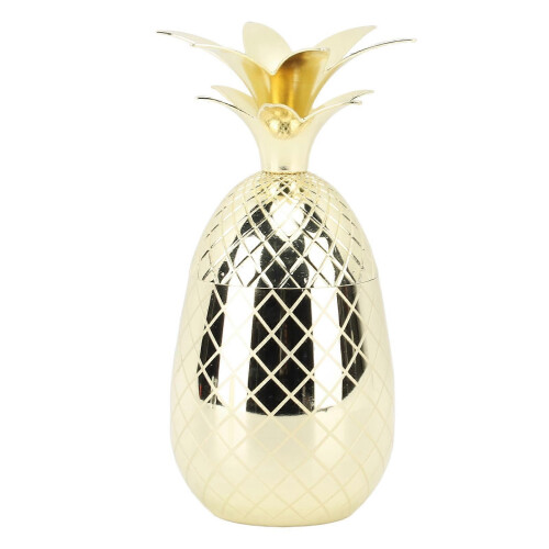 Ananasbecher mit Deckel, 500 ml, Edelstahl, Gold 2