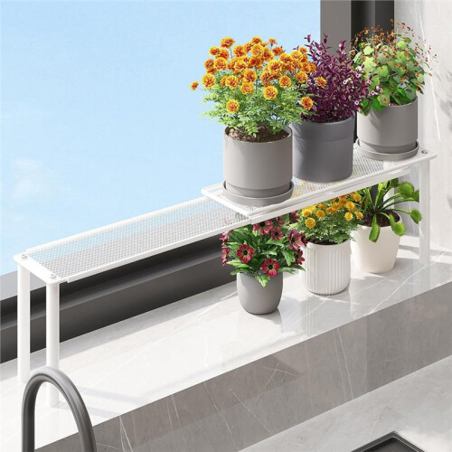 Expandable Window Shelf for Plants Kitchen Sink Organizer Stackable Narrow Shelves Kitchen Countertop Holder Mesh Design 1