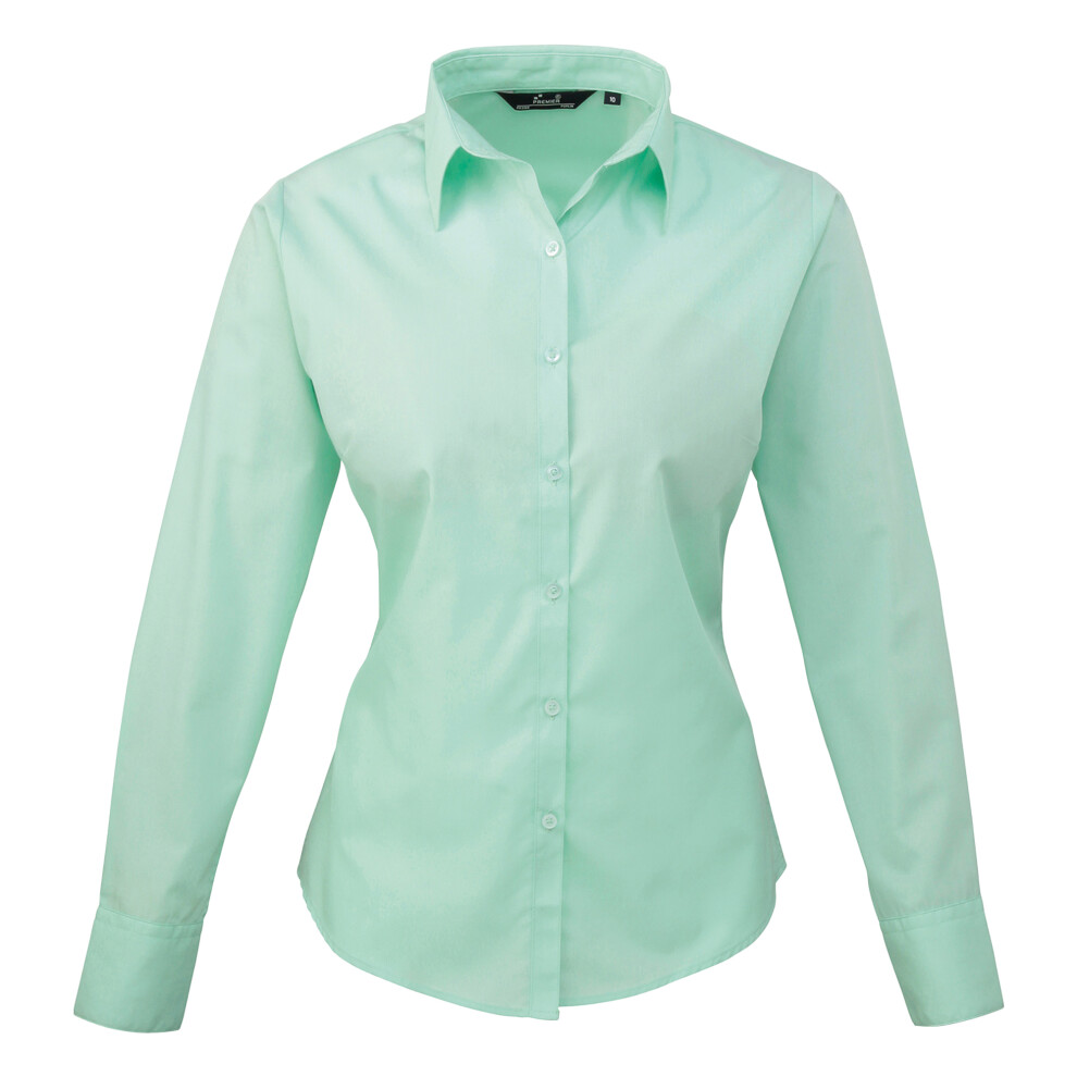 Premier (6, Aqua) Womens/Ladies Poplin Long-Sleeved Blouse