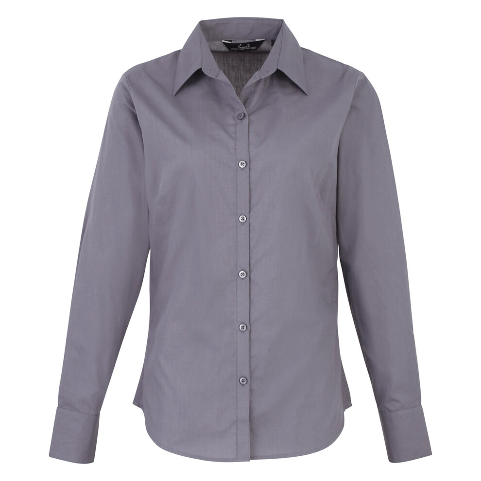Premier (30, Steel) Womens/Ladies Poplin Long-Sleeved Blouse