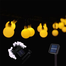 (Warm ball) Frosted Globe Solar String Lights 100 LED IP65 Outdoor Fairy Light For Halloween Christmas 2024 Party Garden Decoration 8 Modes