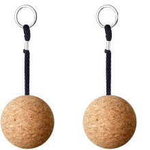 Llavero de Corcho Flotante de 2 Piezas, Llavero de Bola de Madera Flotante para Deportes AcuáTicos Accesorios de NatacióN, Buceo, Pesca, NatacióN
