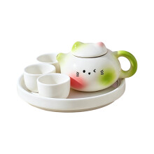 Miniatuur Chinese theekop en -potset voor-roze groen