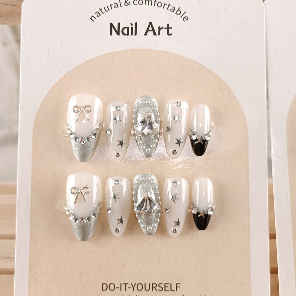 Zhouq-Outdoors (Xs) Pearl False Nails - Chip & Smudge Proof