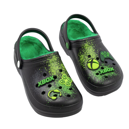 Xbox (4 UK, Black) Xbox Boys Logo Fur Lined Clogs