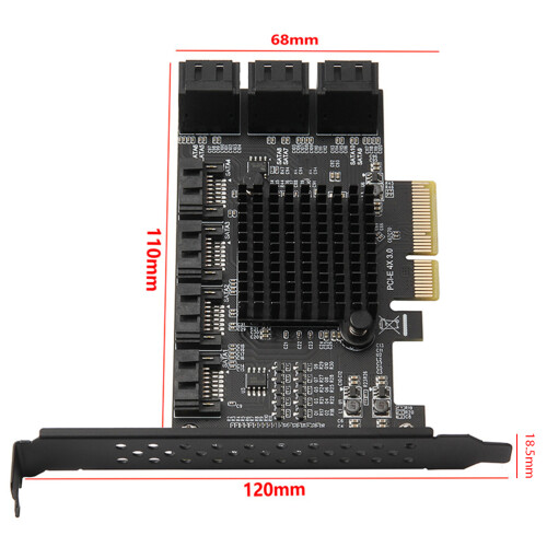 10-Poorts Pcie Iii Adapter Zwarte Pcb Voor Computer 1