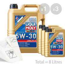 Car Engine Oil Service Kit / Pack 8 LITRES Liqui Moly Longlife 3 5w-30 8L