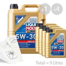 Car Engine Oil Service Kit / Pack 9 LITRES Liqui Moly Longlife 3 5w-30 9L