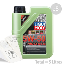 Liqui Moly MOLYGEN 5w-50 Engine Oil Car Engine Oil Service Kit 5 LITRES 5L