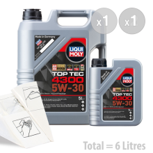 Car Engine Oil Service Kit / Pack 6 LITRES Liqui Moly Top Tec 4300 5w30 6L