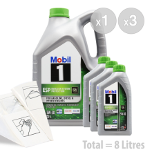 Mobil 1 ESP 5W-30 Car Engine Oil Service Kit / Pack 8 LITRES 8L