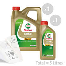 Castrol EDGE 5w-30 LL Car Engine Oil Service Kit 5 LITRES 5L