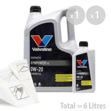 Valvoline SynPower FE 0w20 Car Engine Oil Service Kit / Pack 6 LITRES 6L