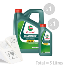 Castrol Magnatec 5W-30 C2 Car Engine Oil Service Kit / Pack 5 LITRES 5L